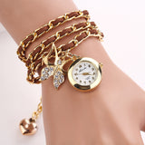 Fashion New Hot Women Luxury Brand Heart Butterfly Dress Bracelet Wristwatch Women Party Dress Casual Watches Gift
