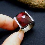 Fashion New Red Rings For Men Silver Color Stainless Steel Men Ring Vintage Red Crystal Stone Mens Rings Wedding Jewelry