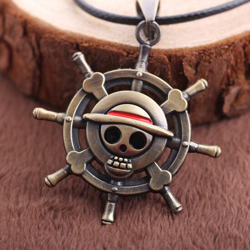 Fashion One Piece Necklace Collares Rudder Flag Simple Skeleton Bronze Pendant Rope Chain Necklace Men Jewelry