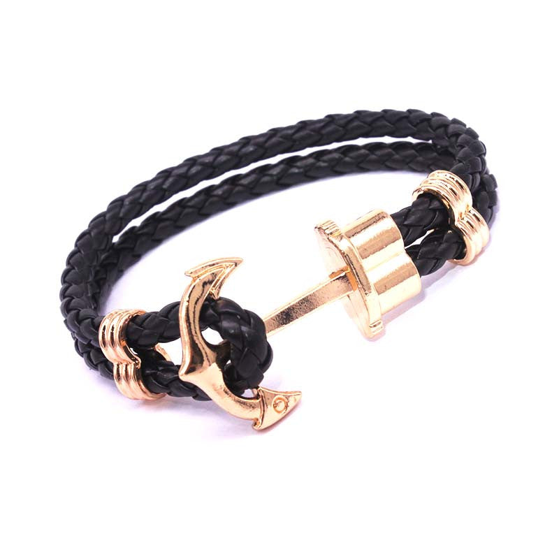 Fashion Punk Leather Bracelet Men Gold Anchor Bracelet Christmas Gift tom Hope Friendship Feme Bracelets