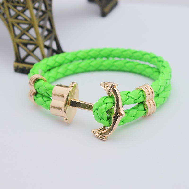 Fashion Punk Leather Bracelet Men Gold Anchor Bracelet Christmas Gift tom Hope Friendship Feme Bracelets