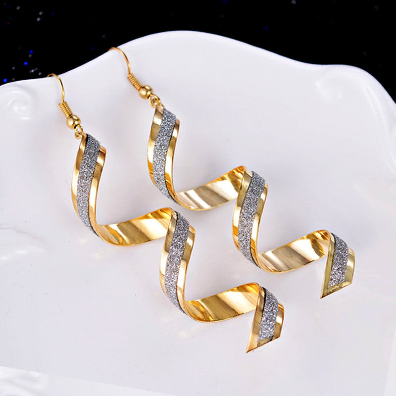 Fashion Punk Women Twist Spiral Earring Lady Girl Dangle Earrings Charm Jewelry Valentine's Day Gift Silver Gold Black