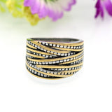 Fashion Rings For Women Party Rock Vintage Rings Anillo 18K Gold Plated Antique Female Stainless Steel Jewelry