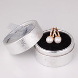 Fashion Round Ball Crystal Zirconia Jewelry 18K Gold Plated Hoop Earrings White/Gray Pearl Wedding Earring for Women 