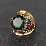 Fashion Sapphire Ring Vintage Look Inlay Crystal For Women Gift Turkey Jewellery
