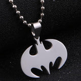 Fashion Silver chain Men Necklaces Jewelry Slippy Bat Batman Sign Pendant Stainless Steel Pendant with Chain Necklace