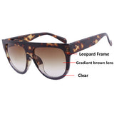 Fashion Sunglasses Women Flat Top Style Brand Design Vintage Sun glasses Female Rivet Shades Big Frame Shades UV400
