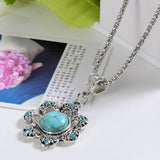 Fashion Tibetan Silver Turquoise Pendant Necklace Chain Boho Bohemian Chic For Valentine's Day