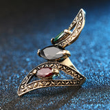 Fashion Vintage Big Ring Antique Gold Plated Mosaic Colorful Resin Rings For Women Turkish Jewelry