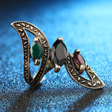 Fashion Vintage Big Ring Antique Gold Plated Mosaic Colorful Resin Rings For Women Turkish Jewelry