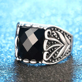 Fashion Vintage Black Rings For Men Accessories Size 11 Rectangle AAA Resin Silver Plated Jewelry 