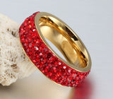Fashion Women Crystal Rings Wholesale 18K Gold Plated Stainless Steel Wedding Rings For Women Party Jewelry