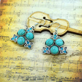 Fashion Women's Long Drop Earrings Silver Brilliant Turquoise Dangle earrings For women