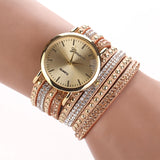 Fashion Women's Watches Retro Bracelet Watch Synthetic Leather Quartz Watch Crystal Bling Dress Montre Relogio