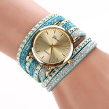 Fashion Women's Watches Retro Bracelet Watch Synthetic Leather Quartz Watch Crystal Bling Dress Montre Relogio