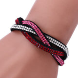 Fashion Wrap Bracelets Slake Leather Bracelets With Crystals Couple Jewelry