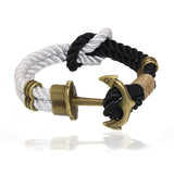 Fashion Wristband Bronze Double Braided Anchor Bracelet Bangle Women Men Rope Hooks Bracelet