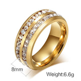 Fashion austrian crystal rings for women 18k gold plated stainless steel wedding cocktail accessories