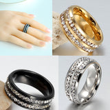 Fashion austrian crystal rings for women 18k gold plated stainless steel wedding cocktail accessories