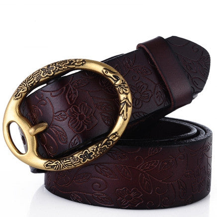 Fashion brand 100% genuine leather women belt metal pin buckle vintage belts for women