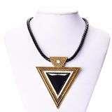 Fashion lackingone jewelry christmas gift Vintage Triangle Statement Necklace Rhinestone Necklaces & pendants Leather chain
