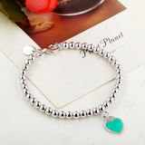 Fashion sliver plated simple heart shape Bracelets for Women party and christmas gift Beads ID Bracelets & Bangles For Women