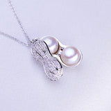 Fashionable Double Pearl Peanut Pendant Necklaces For Women S925 Sterling Silver Zircon Jewelry Rose gold Plated Jewelry
