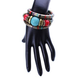 Fashions Bracelets Bangles For Women Tibetan Silver Bracelets&BanglesTurquoise Inlay Roundness Bead Adjust Bangle 