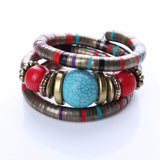 Fashions Bracelets Bangles For Women Tibetan Silver Bracelets&BanglesTurquoise Inlay Roundness Bead Adjust Bangle 