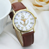 Fashion Roman Numerals Boat Anchor Faux PU Leather Luxury Brand Analog Quartz Watch Women Watches
