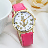 Fashion Roman Numerals Boat Anchor Faux PU Leather Luxury Brand Analog Quartz Watch Women Watches