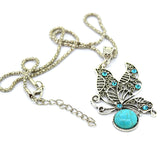 Female Delicate Butterfly Cute Pendant Necklace Silver Metal Turquoise Necklaces & Pendants Jewelry For Friendship