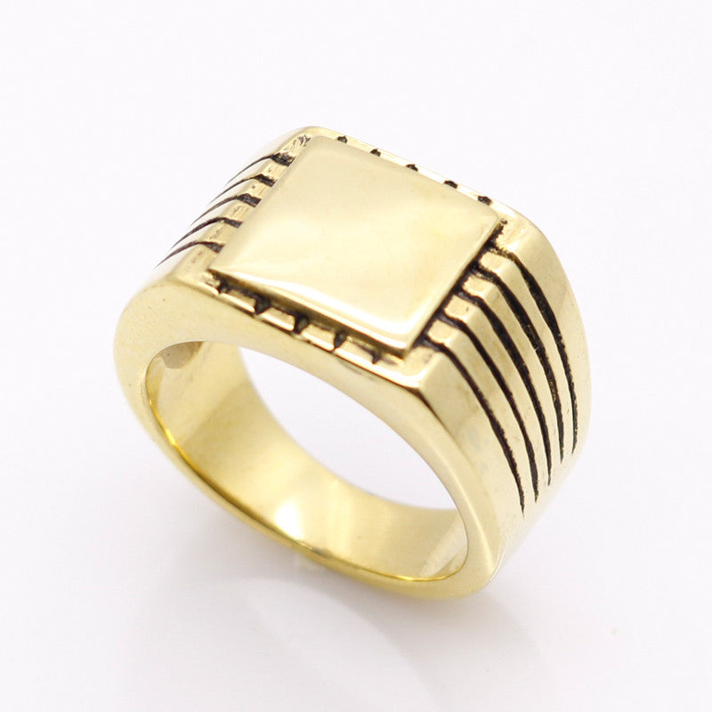 Fine Jewelry Men's High Polished Signet Solid Stainless Steel Ring 316L Stainless Steel Biker Ring For Men 18K Gold Jewelry