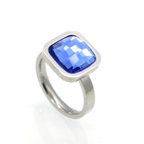 Fine Jewelry Stainless Steel Ring Colorful Crystal Ring For Woman Party Jewelry Size 6-9 Top Quality Luxury Square Finger Ring