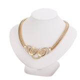 Fine Wedding Necklace For Women Round 18K Gold Plated Costume Jewelry Crystal Maxi Beads Charms Dress Accessories Chain
