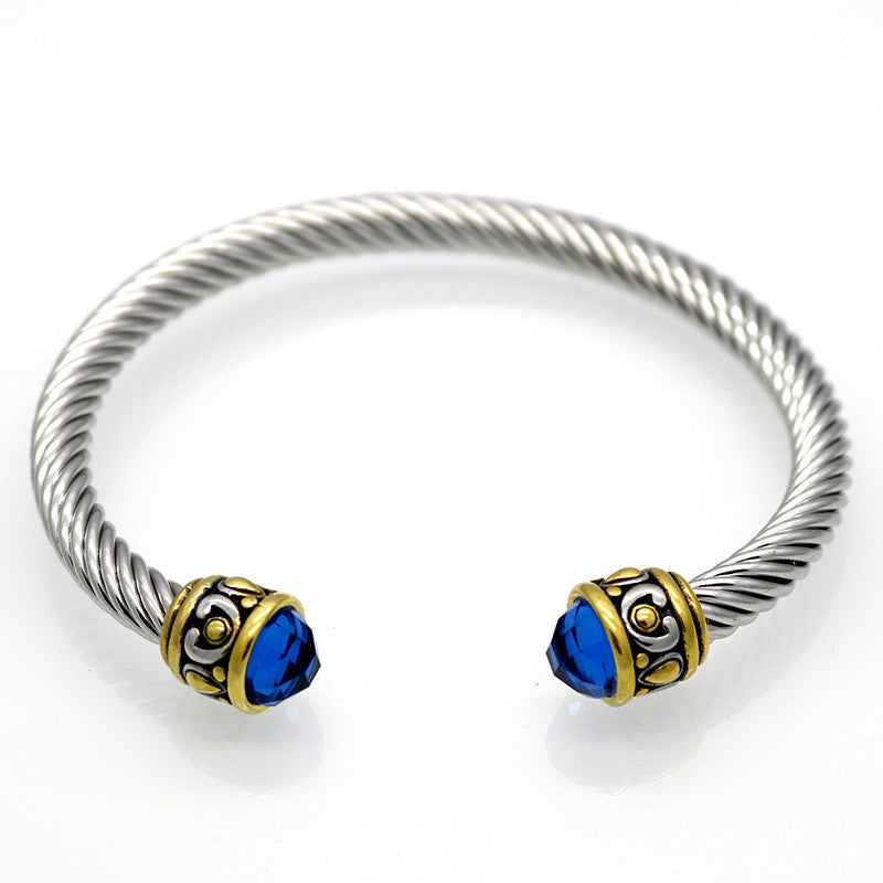 Flashy Diamante Bracelet For Women Stainless Steel Bangles Silver / 18K Gold Fashion Charm Crystal Bijoux Fine Jewelry
