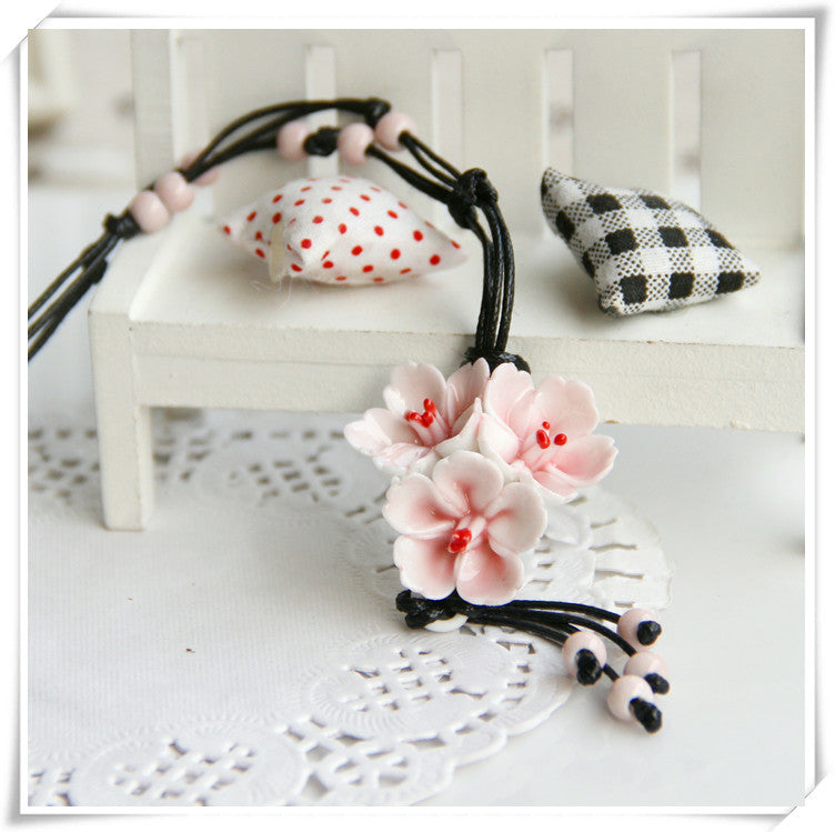 Flower Ceramic Necklaces Handmade Pendants Long New Design Fashion Vintage Jewelry Accessories Charm Gifts For Women