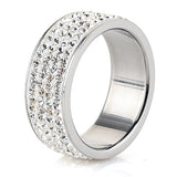 Four Row Crystal Jewelry Free Shipping Wholesale Fashion Stainless Steel Ring for women