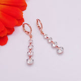 New Fashion Women/Girl's 18k Rose Gold Plated 6 Colors CZ Diamond Pierced Dangle Drop Earrings Jewelry Gifts