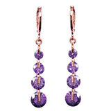 New Fashion Women/Girl's 18k Rose Gold Plated 6 Colors CZ Diamond Pierced Dangle Drop Earrings Jewelry Gifts