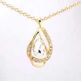 Wedding Jewelry 18k Yellow Gold Plated Sapphire Austrian Crystal Necklace+Earrings Jewelry Sets