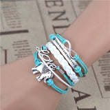 Male female Bracelets & bangles Infinity Elephant Love manual multilayer bracelets