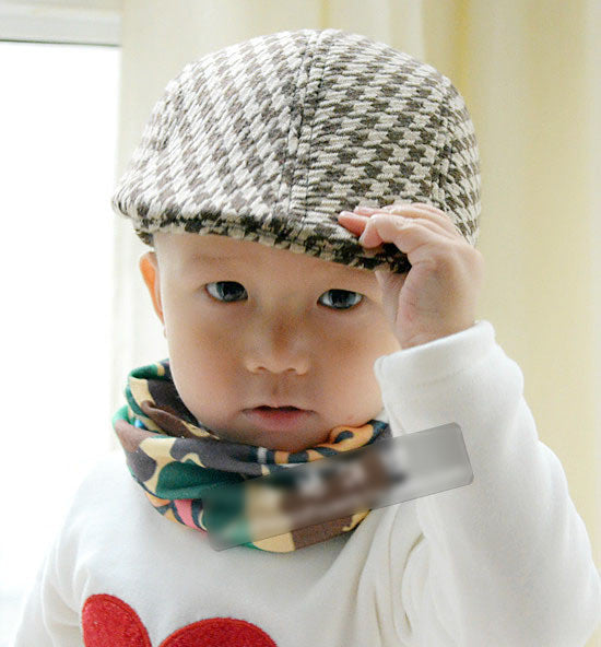 Spring and Autumn Kids Fashion Berets Plaid Hats For Baby Boy And Girl Hat Cap