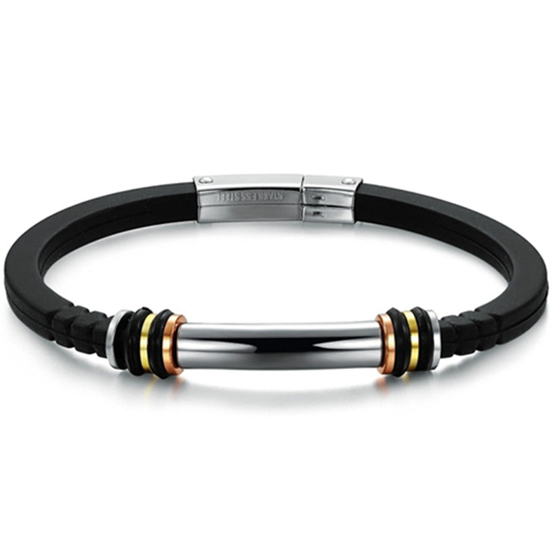 HOT Sale Fashion jewelry 316L Stainless Steel charm Tide Men Bracelet Silicone Bracelets Bangles