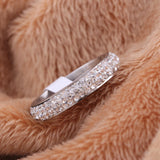 Full Size three row clear crystal Stainless steel Wedding rings fashion jewelry Made with Genuine CZ Crystals