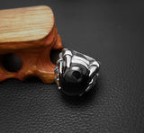 Mens Rings With Big Black/Red Stone Carved Retro Vintage Dragon Claw Engraved Rings For Men