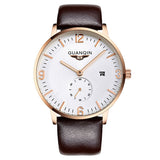 GUANQIN watches fashion waterproof mens watch leather strap male fashion the trend of commercial table sports quartz watch
