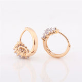 New Small Earings for Women 18K Gold Platinum Plated Hoop Earrings Flowers White Crystal Zirconia CZ Earing Jewelry 