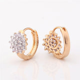 New Small Earings for Women 18K Gold Platinum Plated Hoop Earrings Flowers White Crystal Zirconia CZ Earing Jewelry 