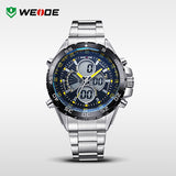 WEIDE Original Men Sports Watch Full Steel Quartz Military Watches Fashion Diver Waterproofed Brand New